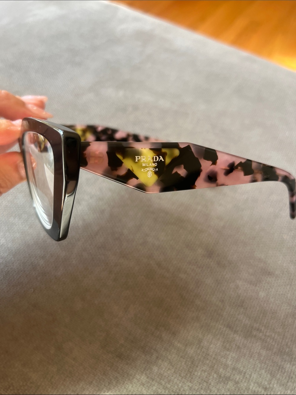 Prada Black Cat-Eye Glasses with Tortoiseshell Temples - Picture 2 of 5